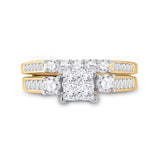 10kt Yellow Gold Princess Diamond Bridal Wedding Ring Band Set 1 Cttw - Size