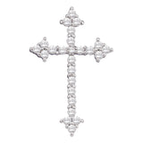 10kt White Gold Womens Round Diamond Pointed Cross Crucifix Faith Pendant 1/4 Cttw