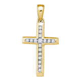 10kt Yellow Gold Womens Round Diamond Small Cross Pendant 1/8 Cttw