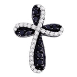 10k White Gold Womens Black Diamond Cross Christian Crucifix Charm Pendant 7/8 Cttw