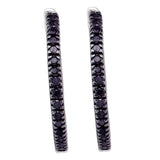 Sterling Silver Black Color Enhanced Diamond Womens Pave-set Polished Hoop Earrings 1/2 Cttw