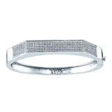 Sterling Silver Womens Round Diamond Faceted Bangle Bracelet 1.00 Cttw