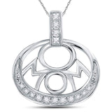 Sterling Silver Womens Round Diamond Mom Mother Oval Pendant 1/8 Cttw