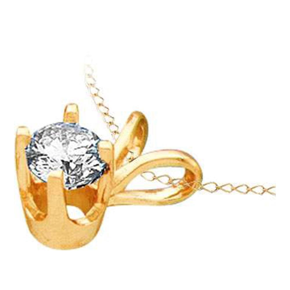 14kt Yellow Gold Womens Round Diamond Solitaire Pendant 1 Cttw
