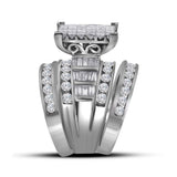 14kt White Gold Princess Diamond Bridal Wedding Ring Band Set 4 Cttw