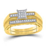 10kt Yellow Gold Round Diamond Bridal Wedding Ring Band Set 1/10 Cttw