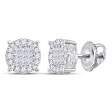 14kt White Gold Womens Princess Diamond Fashion Cluster Earrings 1 Cttw