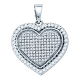 Sterling Silver Womens Round Diamond Heart Love Pendant 3/4 Cttw