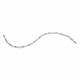 Sterling Silver Womens Baguette Diamond Link Bracelet 1/6 Cttw