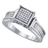 Sterling Silver Womens Round Diamond Square Cluster Ring 1/5 Cttw