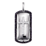 Sterling Silver Black Color Enhanced Round White Diamond Womens Mens Cross Crucifix Pendant 1/2 Cttw