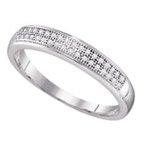 10kt White Gold Womens Round Diamond Pave Band Ring 1/10 Cttw