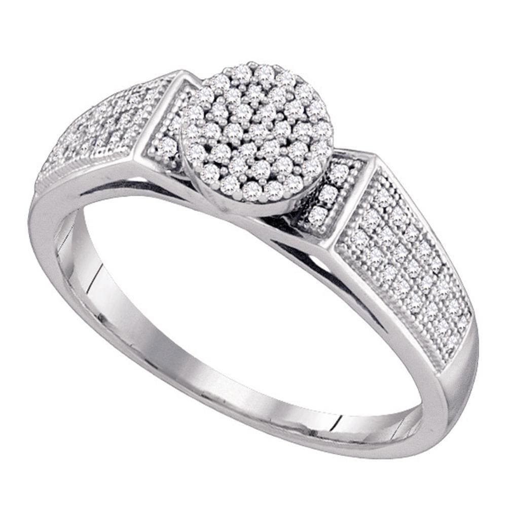 10kt White Gold Womens Round Diamond Cradled Cluster Bridal Ring 1/4 Cttw