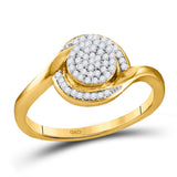 10kt Yellow Gold Womens Round Diamond Cluster Ring 1/6 Cttw