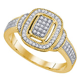 10kt Yellow Gold Womens Round Diamond Rectangle Frame Cluster Ring 1/4 Cttw
