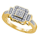 10kt Yellow Gold Womens Round Diamond Square Cluster Ring 1/8 Cttw