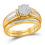10kt Yellow Gold Womens Round Diamond Bridal Wedding Engagement Ring Band Set 1/4 Cttw