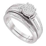 10kt White Gold Womens Round Diamond Bridal Wedding Engagement Ring Band Set 1/4 Cttw