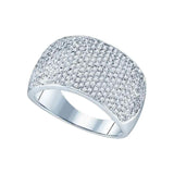 10kt White Gold Womens Round Diamond Pave Band Ring 1 Cttw