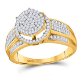 10kt Yellow Gold Womens Round Diamond Circle Cluster Ring 3/8 Cttw
