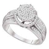 10kt White Gold Womens Round Diamond Cluster Ring 3/8 Cttw
