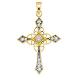 10kt Yellow Gold Womens Round Diamond Antique-style Cross Pendant 1/3 Cttw