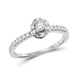 14kt White Gold Womens Round Diamond Solitaire Promise Ring 1/4 Cttw