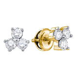 14kt Yellow Gold Womens Round Diamond 3-stone Earrings 3/4 Cttw