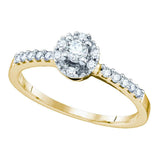 10kt Yellow Gold Round Diamond Solitaire Halo Bridal Wedding Engagement Ring 1/4 Cttw