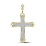 10kt Yellow Gold Mens Round Pave-set Diamond Cross Crucifix Charm Pendant 1-1/2 Cttw
