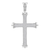 10kt White Gold Mens Round Diamond Christian Roman Cross Charm Pendant 1-5/8 Cttw