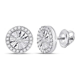 10kt White Gold Womens Round Diamond Circle Miracle Stud Earrings 1/3 Cttw