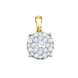 14kt Yellow Gold Womens Round Diamond Solitaire Cluster Pendant 1/4 Cttw