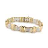 10kt Yellow Gold Mens Round Diamond Link Bracelet 1-1/4 Cttw