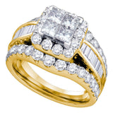 14kt Yellow Gold Princess Diamond Cluster Bridal Wedding Engagement Ring 1 Cttw