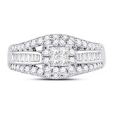 14kt White Gold Princess Diamond Cluster Bridal Wedding Engagement Ring 1 Cttw