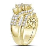 14kt Yellow Gold Princess Round Diamond Bridal Wedding Ring Band Set 1-3/4 Cttw