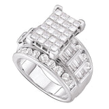 14kt White Gold Womens Princess Diamond Cindys Dream Cluster Bridal Wedding Engagement Ring 4.00 Cttw - Size 6