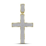 10kt Yellow Gold Mens Round Pave-set Diamond Roman Cross Charm Pendant 1-7/8 Cttw