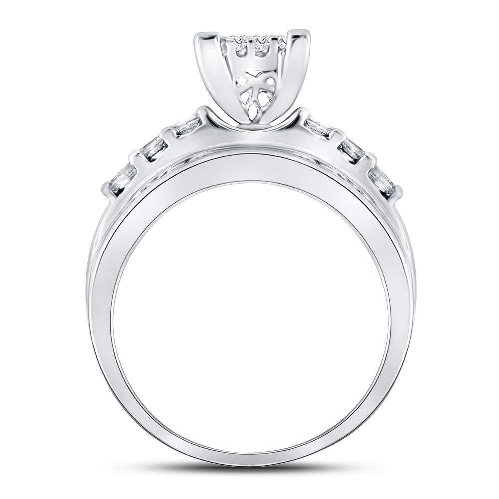 10kt White Gold Princess Diamond Cluster Bridal Wedding Engagement Ring 1 Cttw - Size