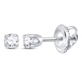 14kt White Gold Baby/Infant/Girls Round Diamond Solitaire Earrings 1/20 Cttw