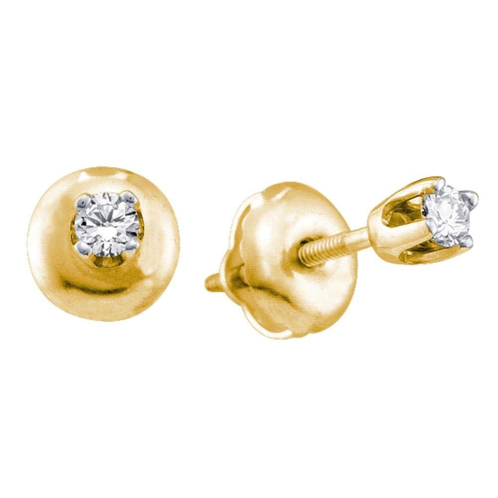 14kt Yellow Gold Baby / Infant Round Diamond Solitaire Earrings 1/20 Cttw