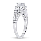14kt White Gold Princess Diamond Halo Bridal Wedding Engagement Ring 1-1/4 Cttw