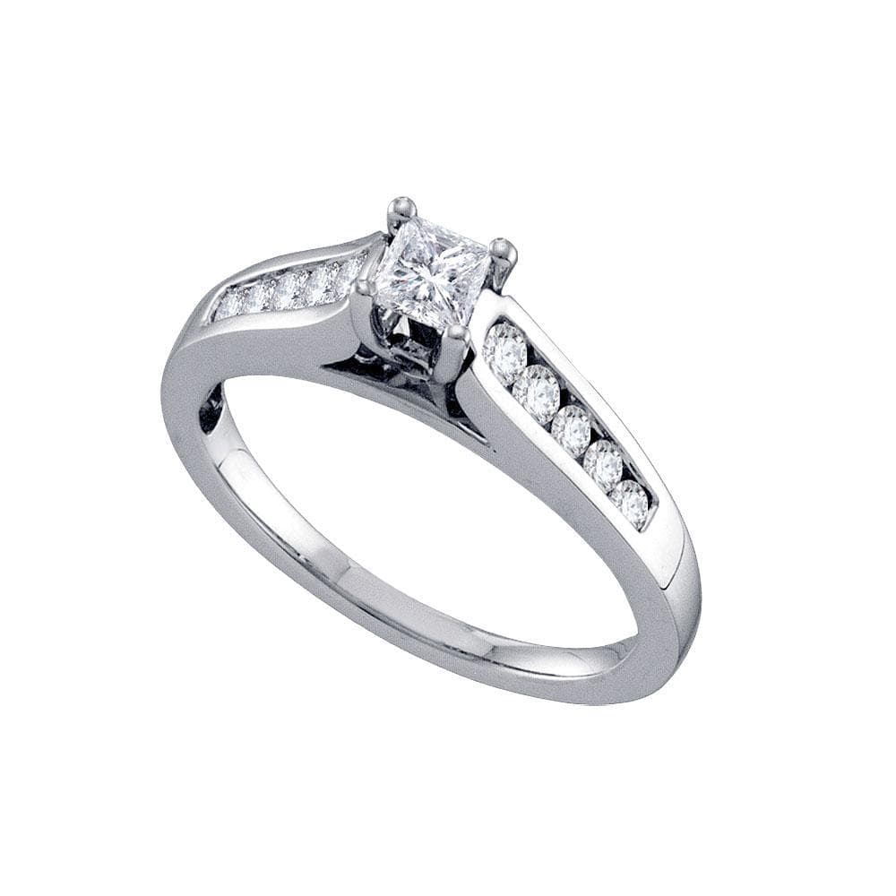 14k White Gold Princess Diamond Solitaire Bridal Wedding Engagement Ring 1/2 Cttw