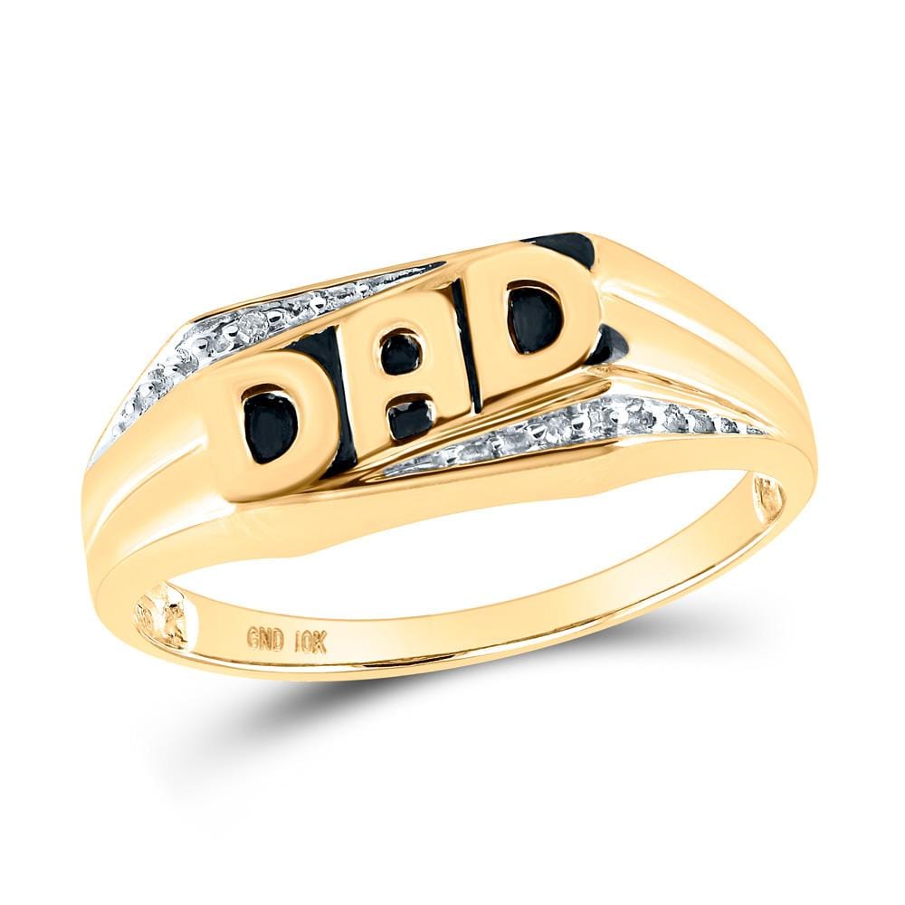 10kt Yellow Gold Mens Round Diamond Dad Father Ring .01 Cttw