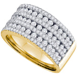 14kt Yellow Gold Womens Round Diamond -row Band Ring 1-1/2 Cttw