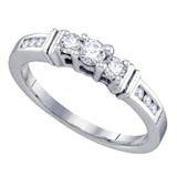 14kt White Gold Round Diamond 3-stone Bridal Wedding Engagement Ring 1/3 Cttw