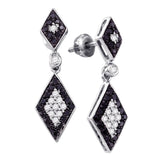 10kt White Gold Womens Round Black Color Enhanced Diamond Dangle Earrings 5/8 Cttw