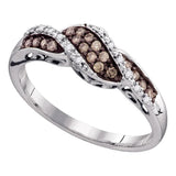 10kt White Gold Womens Round Brown Diamond Band Ring 1/5 Cttw