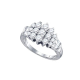 10kt White Gold Womens Round Diamond Cluster Ring 1 Cttw